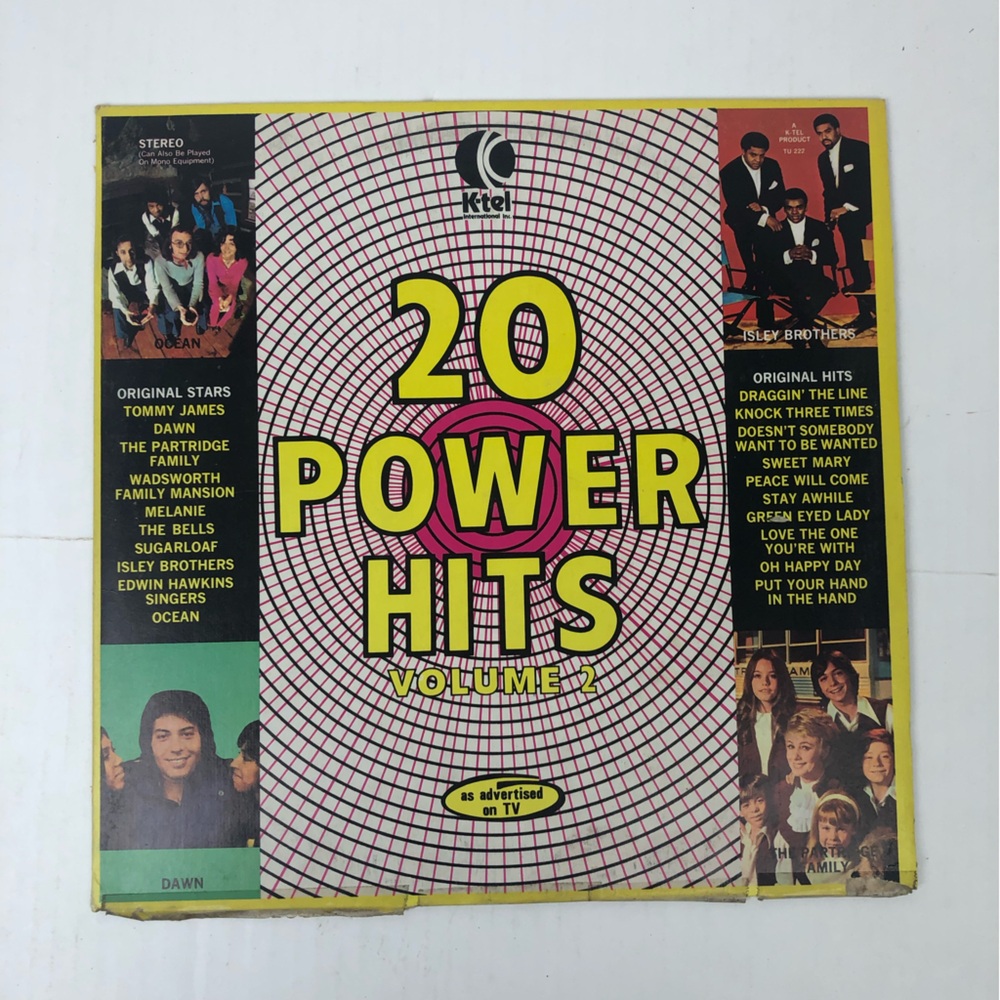 Vintage 20 Power Hits Vinyl Record 12” Album K-Tel Records Pop Rock Music